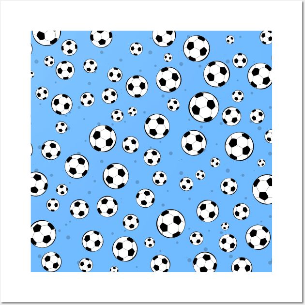 Football Soccer Ball Seamless Pattern Blue Background Football Posters and Art Prints TeePublic